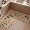 L-shaped Corner Kitchen Carpet Cartoon Minimalist PVC Floor Mat Fish Pattern Waterproof Oil-proof Rug Non-slip Easy-care Mats IG 4