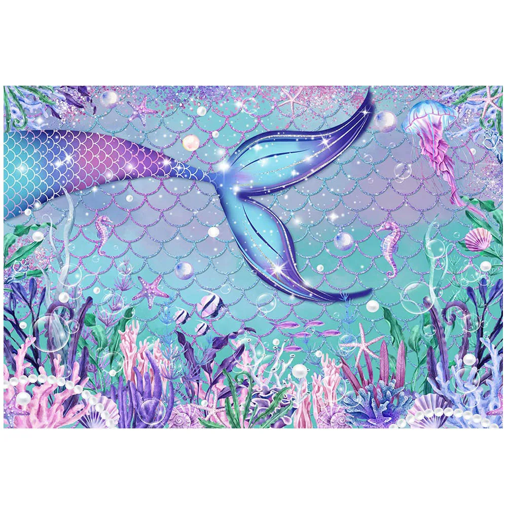 Mocsicka fondo de fotografía de escamas de cola de sirena púrpura bajo el  mar, tema de sirena, telón de fondo de cumpleaños para niña, accesorios de  estudio fotográfico - AliExpress, image size:1000x1000