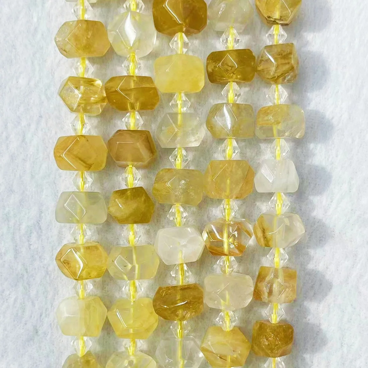 100% Natural Yellow Gum Flower Stone Crystal Beads Top Grade Irregular Loose Section Ghost Quartz Gems For DIY Jewelry Making