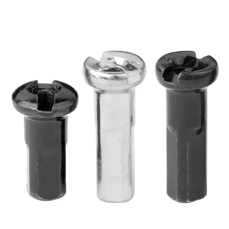 Brass Spoke Nipples 14G 13G 12G for MTB Road Bicycle Wheel E-bike Scooter Rim Caps CU Nuts Copper Parts Coated Silver or Black 100PCS bike spokes nipples