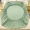 100% Cotton Soft Fitted Sheets with Elastic Bands and Pillowcase Non Slip Adjustable Mattress Cover for Single Double King Queen 6