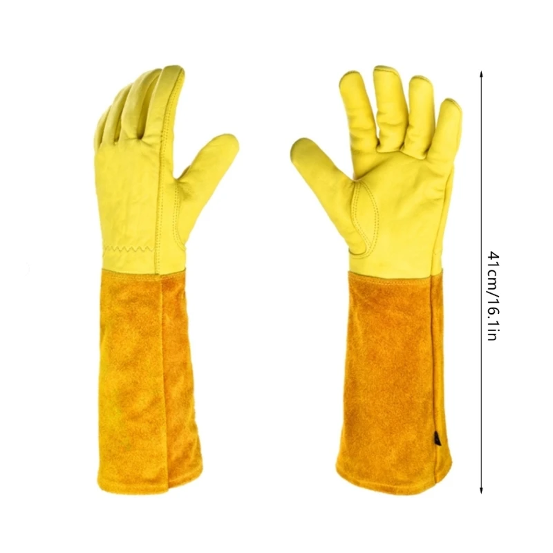 Long Sleeve Leather Gardening Gloves Puncture resistant Breathable Leather  Gauntlet Rose Pruning Floral Gauntlet DropShipping 6