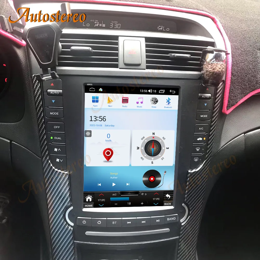 Android 14 Carplay Vertical Screen For Acura TL Tesla Style Car GPS Navigation H