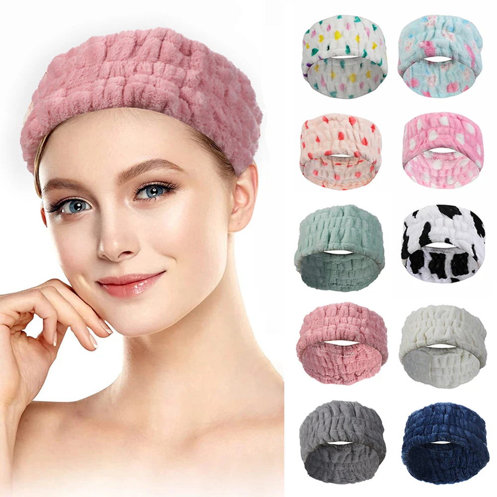 

Coral Fleece Soft Headband Cute Sweet Hair Accessories Wash Face Makeup Turban Wide Headwrap Plush Elastic Hair Band Multi Style