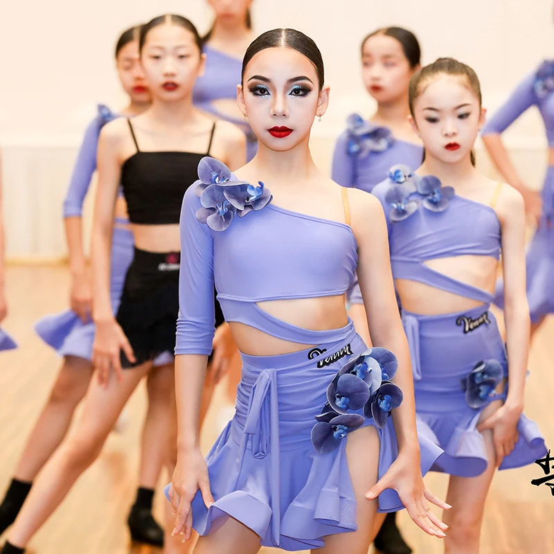 Venny Purple 여성용 바디콘 스커트, 라틴 댄스 대회 전문 공연 코스튬, 여성 라틴 댄스 드레스