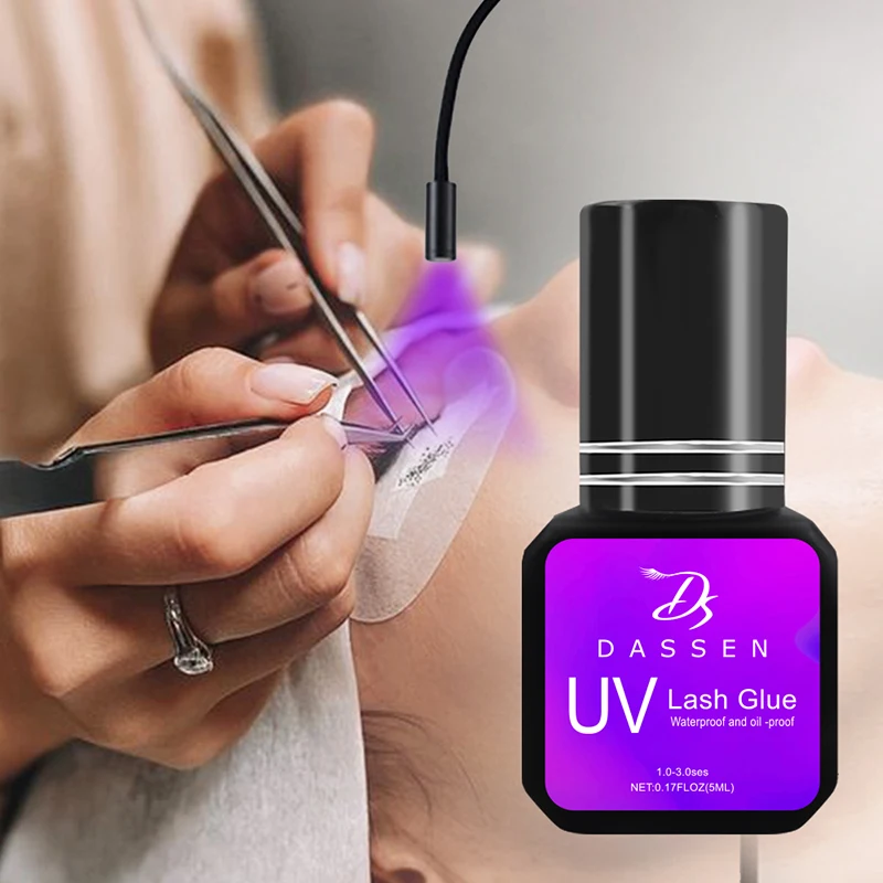 UV Lash Glue Eye Lash Extension Glue 5ml Quick Dry In 1 Second Long-Lasting Waterproof Eyelash Glue UV Glue For Lash Extension 6