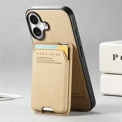 Luxury Leather Card Holder Phone Case for Moto G54 Power 5G (Khaki)