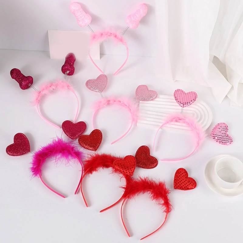 Valentinstag Herz-Stirnband Rot Mit Pailletten – Haaraccessoire Für Partys, Hochzeit & Fotos