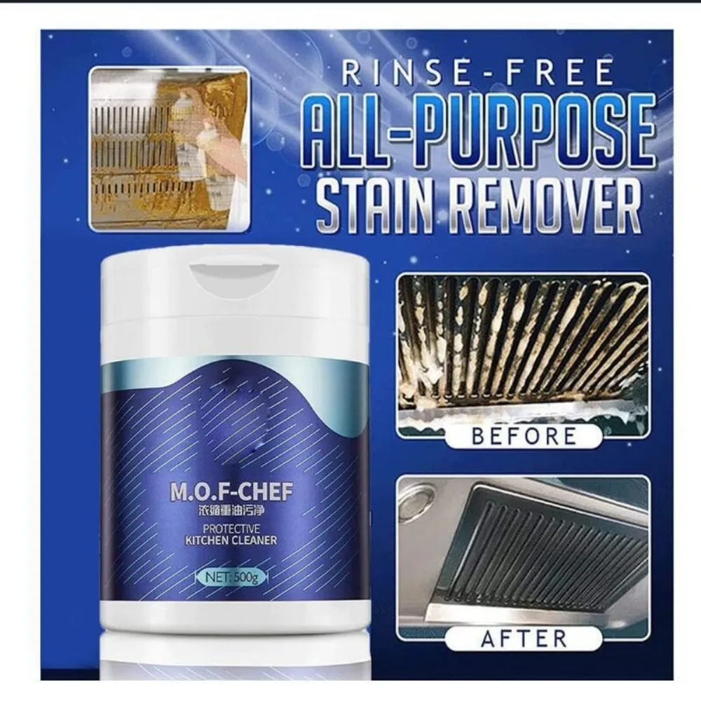Mof Chef Cleaner Powder-Heavy Oil Stain Powder Cleaner,All Purpose Stain Remover oil cleaner kitchen cleaner