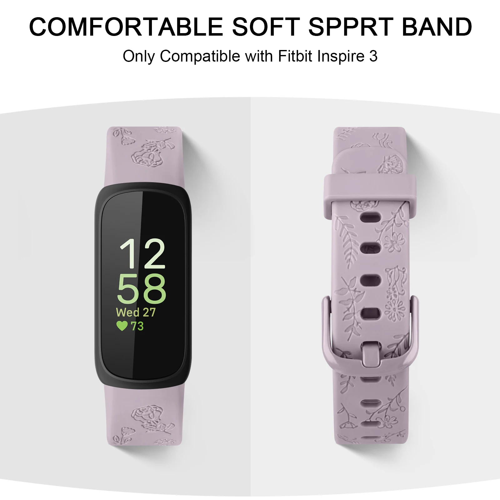 Engraved Soft TPU Adjustable Sport Watchband Replacement Strap Bracelet
