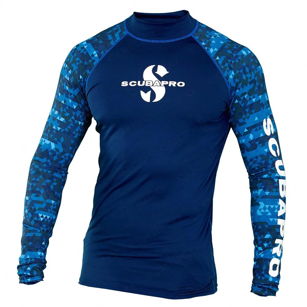 Summer Men's Swimwear Long Sleeve Rash Guards Swim Surfing T-shirt Swimming Tight Surf Diving Suit Sun UV Protection Gym Clothes