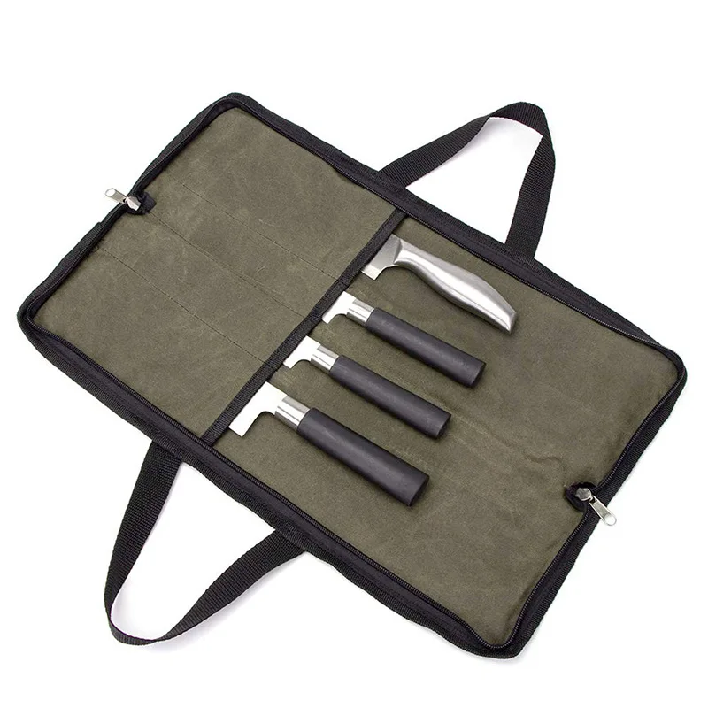 

Waterproof Canvas Portable Knife Bag, Outdoor Chef Knife Storage Bag, Camping Picnic Kit, Wear-Resistant Canvas
