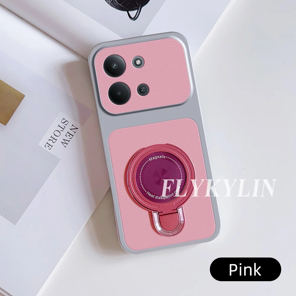 Anti-Drop Protective Shell with Lychee Leather Surface and Ultra-Thin Bracket