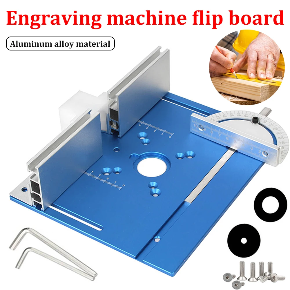 

240*200mm Aluminium Router Table Insert Plate Electric Wood Milling Flip Plate With Miter Gauge for DIY Working Benche