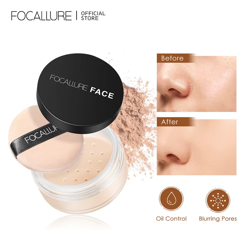 FOCALLURE 페이스 메이크업 브라이트닝 오일 컨트롤, 오래 지속되는 루즈 파우더, 방수 미네랄 메이크업 세팅 파우더, 9 가지 색상 