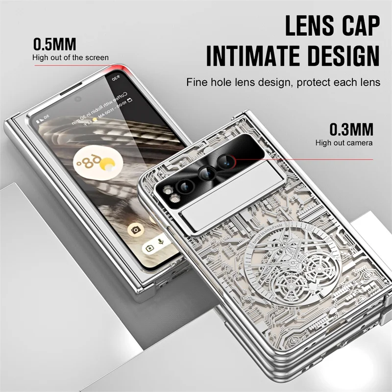 Enhanced Protective Phone Case with S Pen Slot and Tempered Film - Plated PC Hinge Folding Stand Design