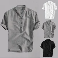 Men's Casual Blouse Cotton Linen Shirt Loose Tops Short Sleeve Summer Shirt Spring Thin Cool And Breathable Handsome Shirts - Image 4