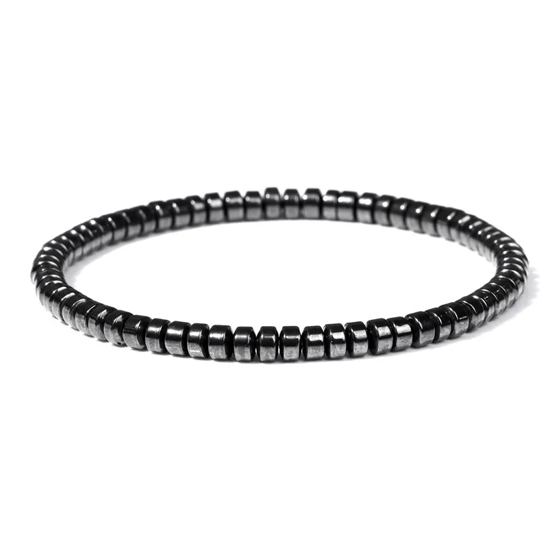 Men Hematite Bracelet Loss Weight No-magnetic Black Hematite Bead Bracelet Healing Health Therapy Balance Pulsera Jewelry Gift