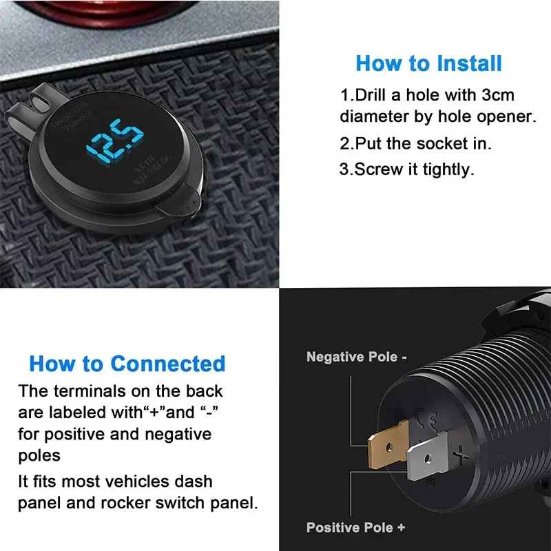 ׷̵ 12-24V USB ܼƮ, 83W   Ʈ , 65W PD  QC3.0  ,  ܼƮ   