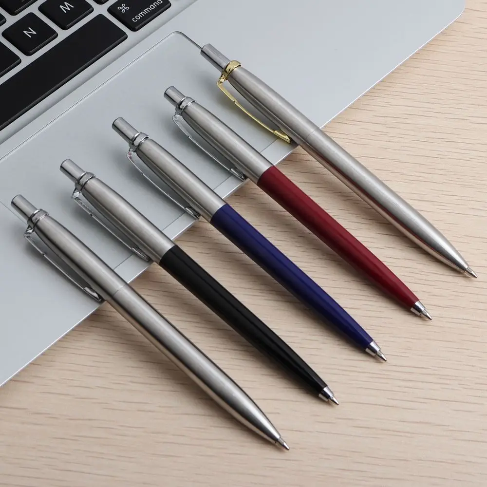 

2022 new Ballpoint Pen Office Commercial Press Metal Pens gift Automatic Ball Pens For School Bolígrafo de varilla de acero