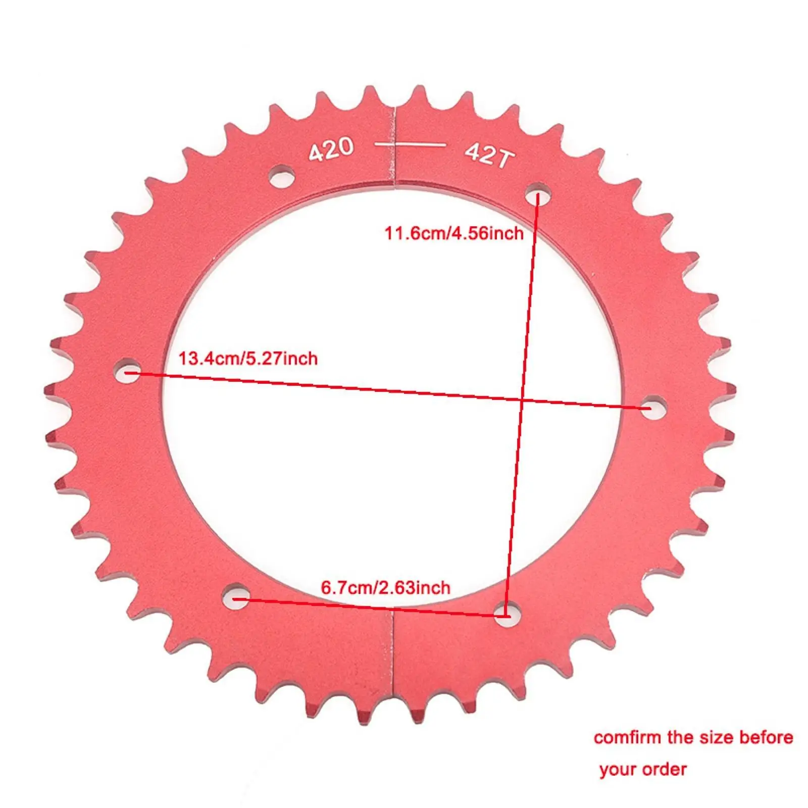 알루미늄 미니 자전거 스플릿 스프로킷 42 톱니 리어 체인 프레데터 212cc 196cc 420cc용 내구성 있는 고 카트 부품 빠른 설치