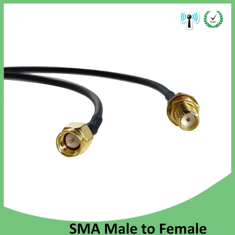 EOTH 30m SMA Male to Female 2.4 IOT Antenna Plug Connector Pigtail Coaxial Jumper Extension Cable RG174 customizable