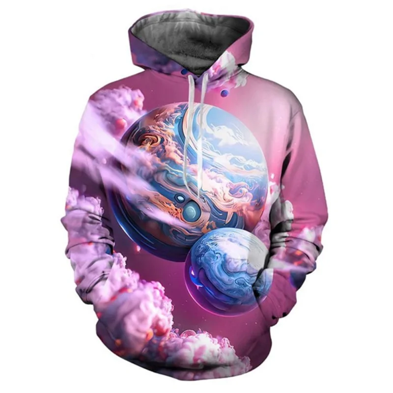Sudadera con capucha con estampado de planetas alienígenas para hombre, sudadera informal con estampado 3D, sudadera de moda, tendencia popular, sudaderas con capucha de gran tamaño para hombre