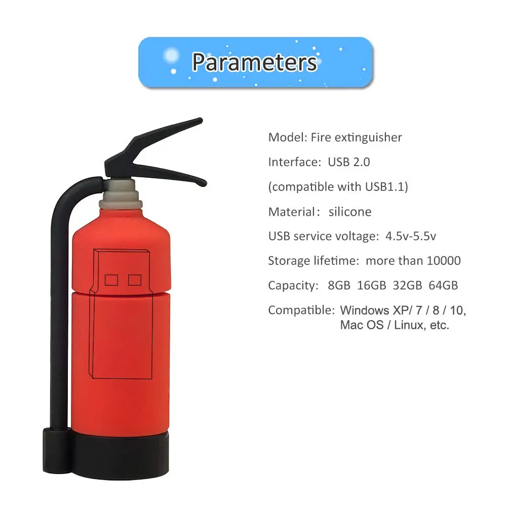 cartoon fire extinguisher Pen drive 4GB 8GB 16GB 32GB 64G 128G USB flash drive Pen stick memory card U disk pendrive Gift usb flash drive flash drive