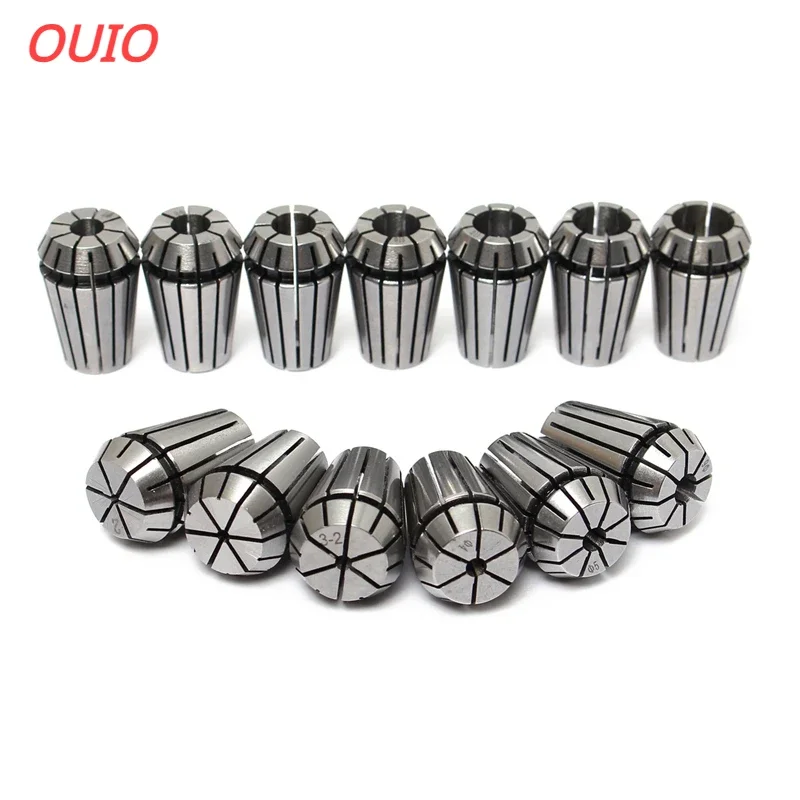 OUIO ER11 ER16 ER20 1/4MM 6.35MM 1/8MM 3.175MM 0.008Spring Collet High Precision Collet Set For CNC Engraving Machine Lathe Tool spring collet,spring collet chuck,engraving collet chuck,collet chuck