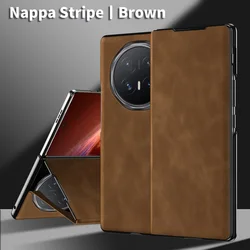 Premium Nappa Leather Magnetic Flip Case with Hidden Kickstand, 360° Full Protection Foldable Cover - Honor Magic V6 (Brown)