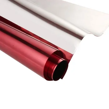 Pellicola per la privacy delle finestre Protezione solare Pellicola di copertura anti-UV vetro Prospettiva unidirezionale Effetto specchio Rotolo Foglie Vetro colorato Rosso Argento