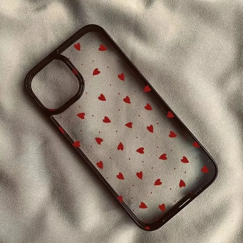 Chic Pink Heart Design Phone Case - Fashionable Black Clear Cover