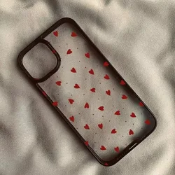 Chic Pink Heart Design Phone Case - Fashionable Black Clear Cover - iPhone 16 Plus (Style 6)