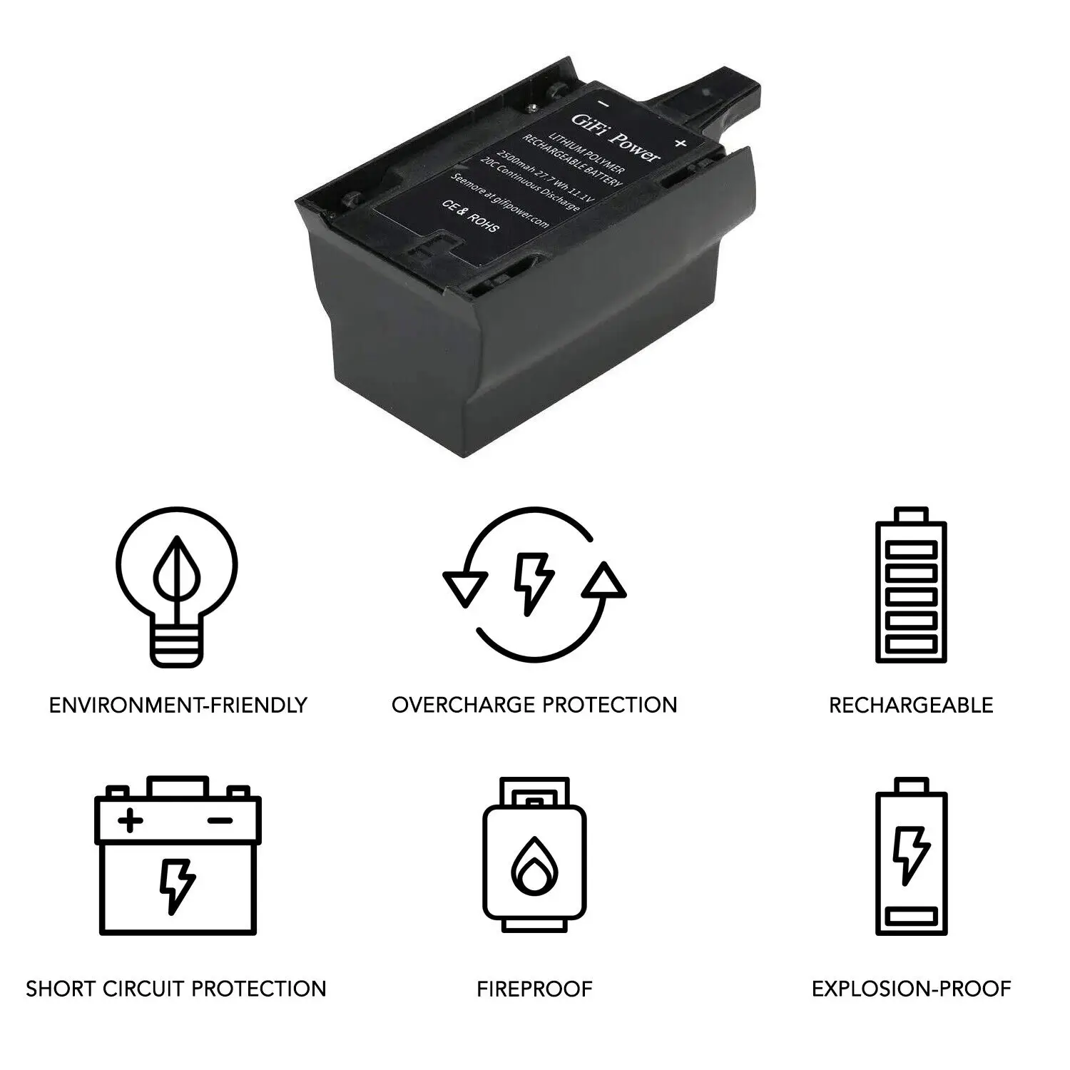 Batterie Lipo 2500mAh 11.1V pour Parrot Bebop Drone 3.0 - Grande Capacité