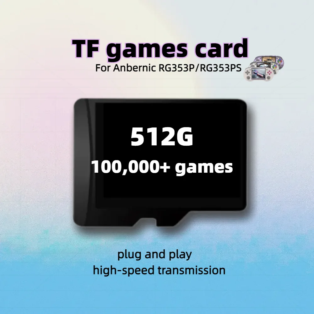 TF Retro Game Card For Anbernic RG353P RG353PS PS1 PSP SEGA N64 NDS FBNEO GBA GBC GB SFC SMC MSX PCE 512G 100000+ Games 256G