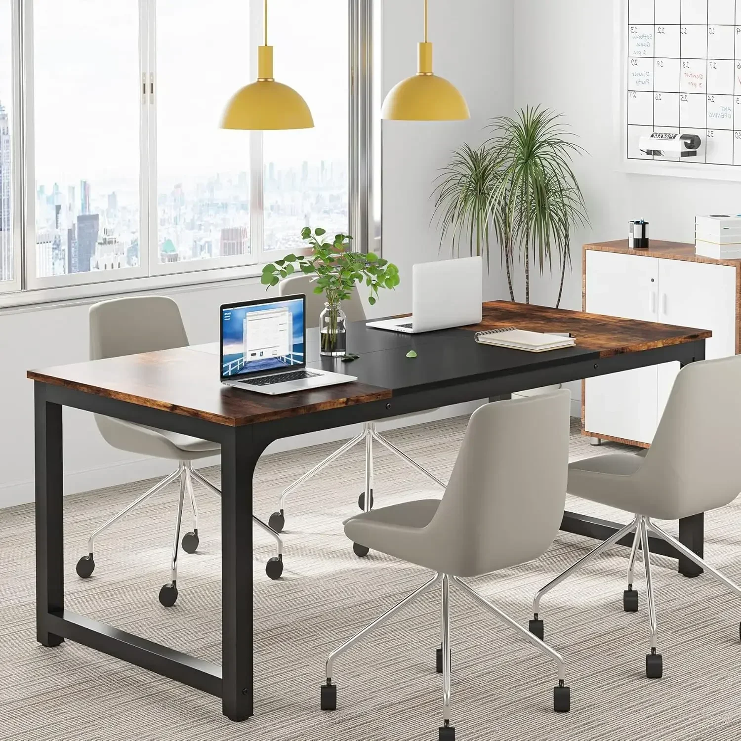 New2025-Modern Computer Desk, 63 x 31.5 inch Large Office Desk Computer Table Study Writing Desk Workstation for Home Office