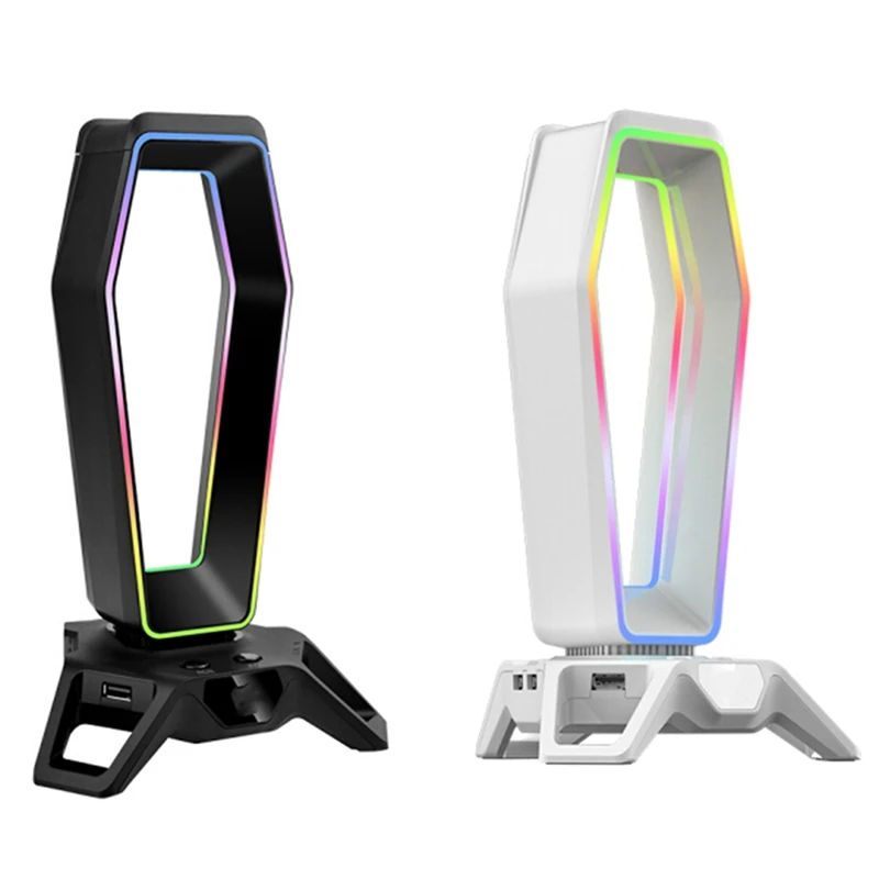 

Подставка для гарнитуры RGB, многофункциональный держатель для наушников, вешалка, дисплей, полка с 3 портами виртуального объемного звучания 7,1