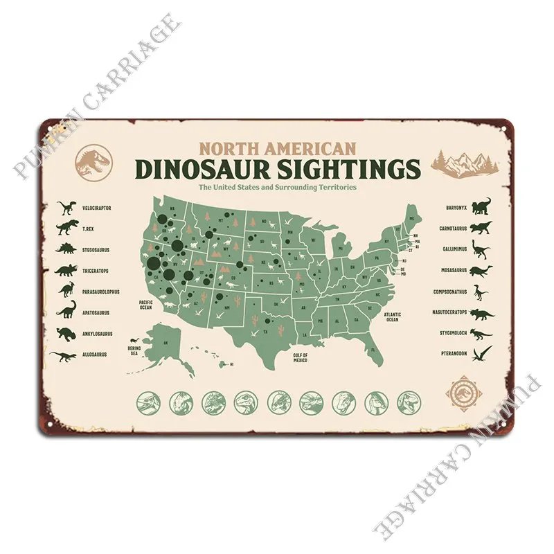 

Металлический знак динозавра, стена ржавого кинотеатра, персонализированный клубный жестяной плакат