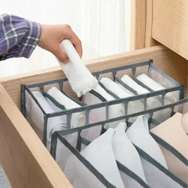 6/7/11grids Foldable Underwear Underwear Socks Organizer with Dividers Clothes Storage Box Breathable Mesh Bag for Wardrobe 4