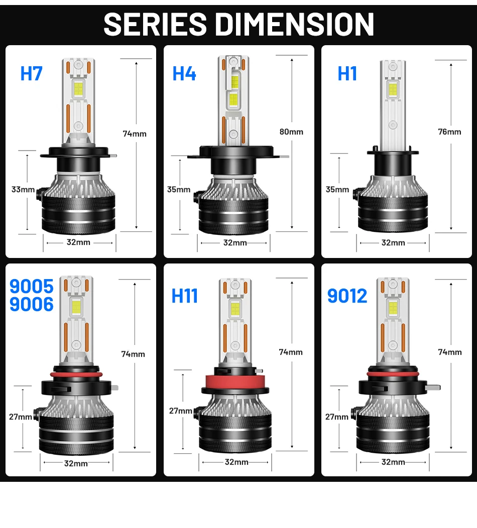 H7 LED 자동차 헤드라이트 캔버스 3000W K5C 880 H27 H1 H4 H11 9012 HIR2 H8 H9 9005 9006 HB3 HB4 9007 H13 안개등 4300K 6000K 8000K