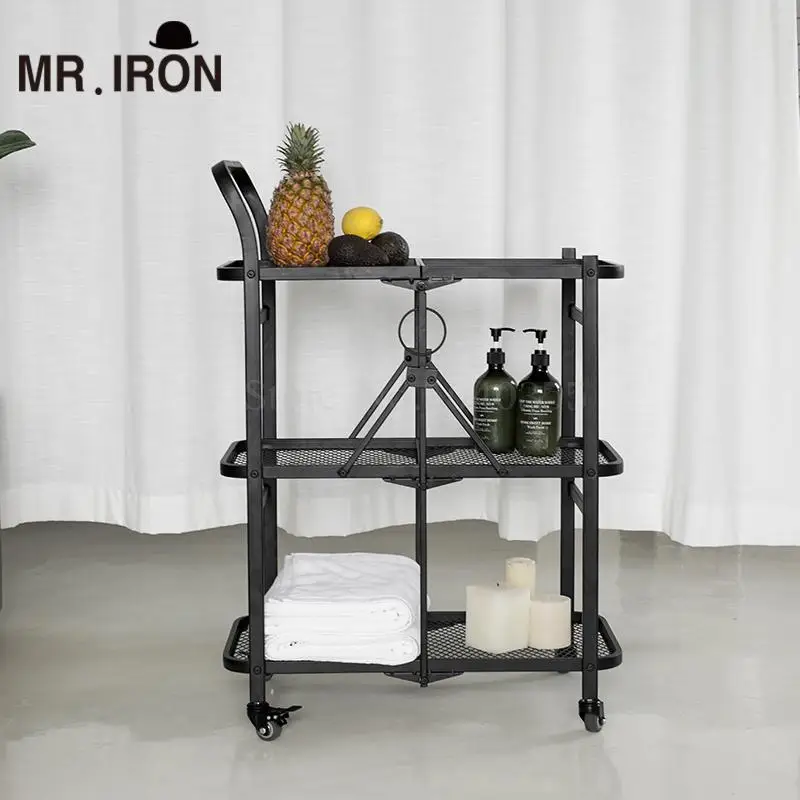 Household folding dining cart trolley mobile dining car hotel commercial trolley bathroom living room wine cart rack