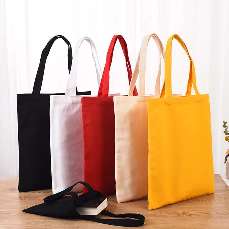 Black Reusable Cotton Tote Bags Eco Foldable Shoulder Bag Large Handbag  Solid Fabric Canvas Tote Bags for Market Bags - AliExpress