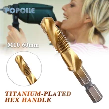 

HSS 4341 Tapping Screw Tool Titanium Coated Spiral Tap Metric M3-M10 Woodworking Drill Bit 1/4" Hexagon Shank Drill Bit