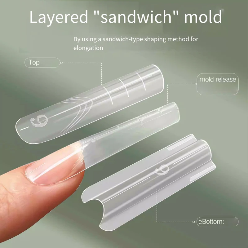 240개 샌드위치 듀얼 네일 폼 코핀 아몬드 네일 폼 15사이즈 재사용 가능 탑/바텀 폼 네일 아트 연장 탑 몰드/바텀 몰드