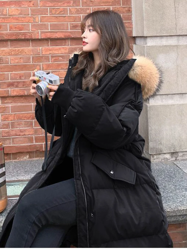 Warm Winter Faux Fur Collar Long Parka Chaqueta Thick Single Breasted Parca Jacket Casual Windproof Snow Wear New Jaqueta