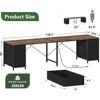 110" 2 Person Desk with 8 Drawers, Large Writing Home Office Desks with Outlets, I Shaped Workstation Double Desk Drawer 2