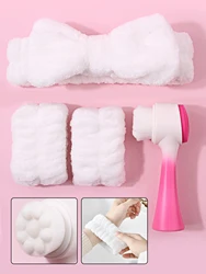 4-Piece 3D Silicone Facial Cleansing and Exfoliation Brush Set (Rose Red)