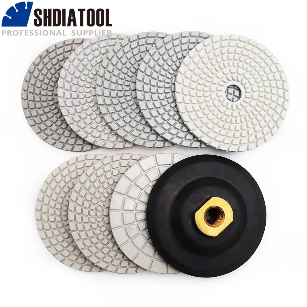 Shdiatool 8pcs 4" Wet White Resin Bond Diamond Sanding Discs Polishing