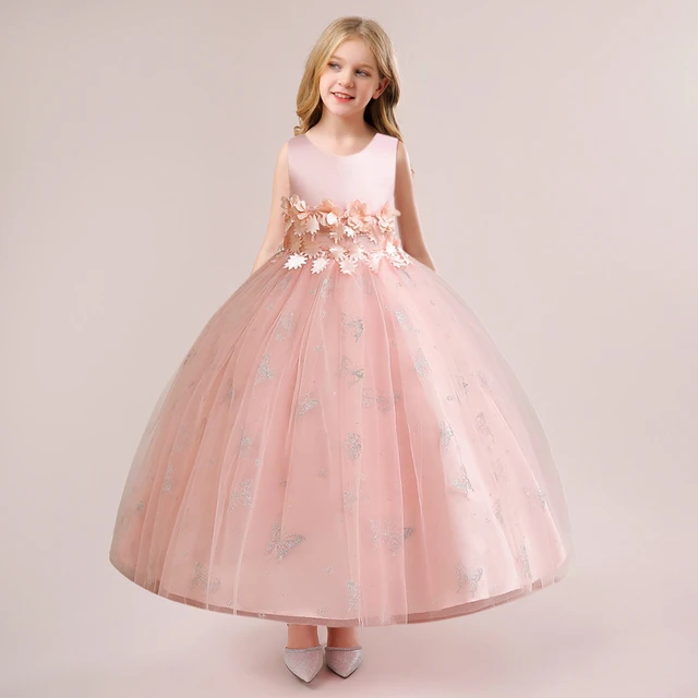 Vestido flores para niña, vestidos largos de honor rosa para niña, ropa de princesa para niños, vestido de ceremonia para fiesta boda 2023 _ - AliExpress Mobile