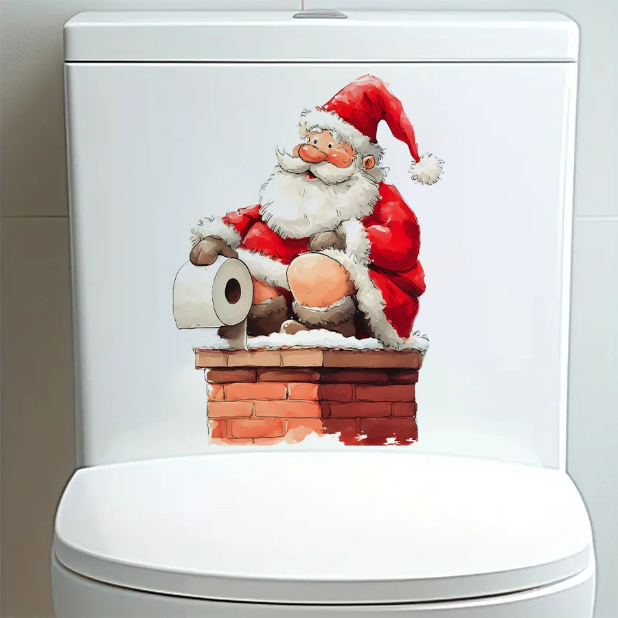 Toilet Stickers 1pc Funny Santa Claus Removable PVC for Bedroom Living Room Bathroom Decoration